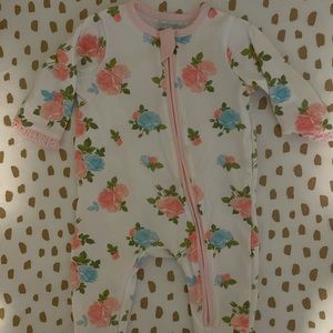 MudPie floral zip up sleeper 0-3